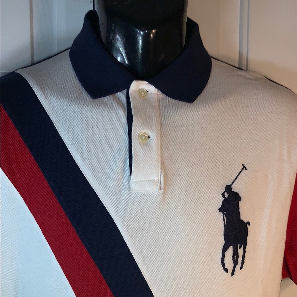 Polo by Ralph Lauren White and Blue Classic Polo Shirt